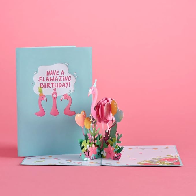 Lovepop Birthday Pop-Up Card for Her, Him, Men, Women - 3D Animal Greeting Cards - Flamazing Birthday - 5" x 7" - Blank Notecard & Envelope Included