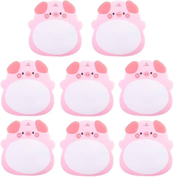 8 Packs Kawaii Piggy Sticky Notes, Aesthetic Sticky Notes Set, Cartoon Inspirational Sticky Notes, Animals Shape Markers, Cute Anime Sticky Note Tabs for Office School Creative Gifts