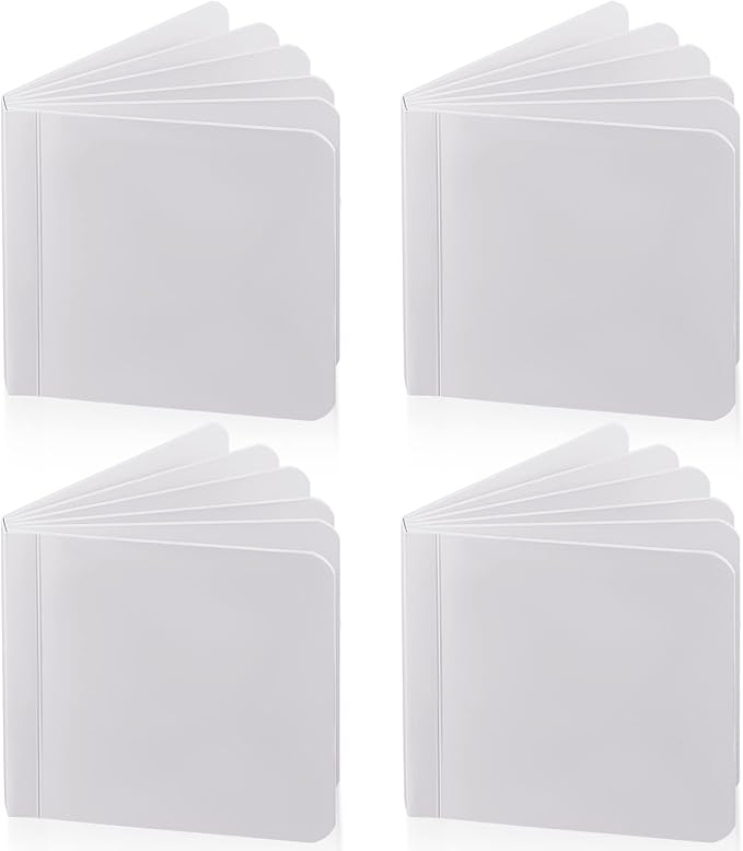 Gueevin 4 Pcs Hardcover Blank Board Book for Kids Chunky Thick Pages Book for Students Adults Sketching Drawing Writing School Office (5 x 5 Inch)