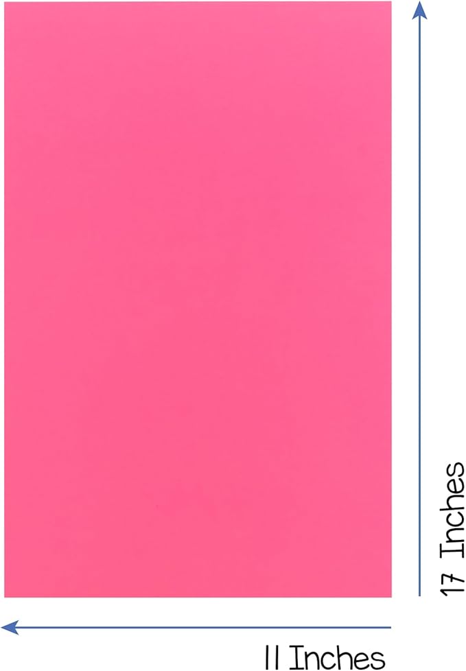 Hygloss Pink Colored Paper - 24 lb, 89 GSM, Acid-Free, Fade-Resistant, 11x17-Inch Ledger Size Color Copy Paper, 90 Sheets