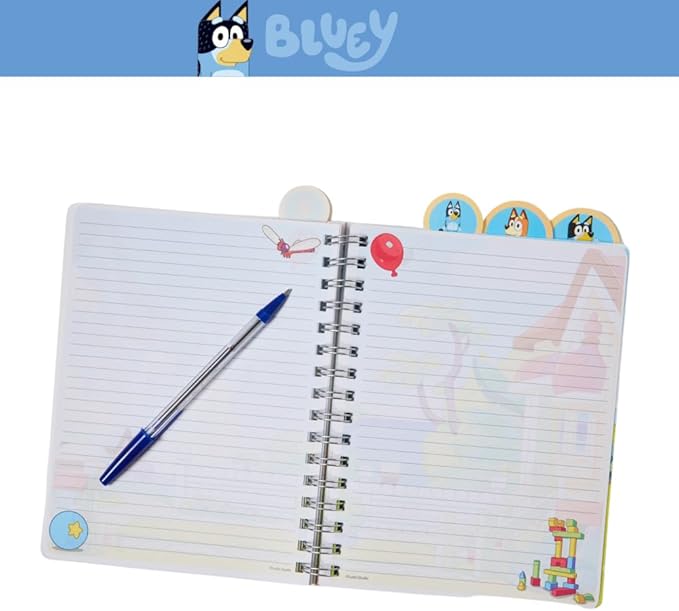 Innovative Designs Bluey Tab Journal Notebook, Spiral Bound, 96 Lined Pages, 8 x 7 inches, Blue