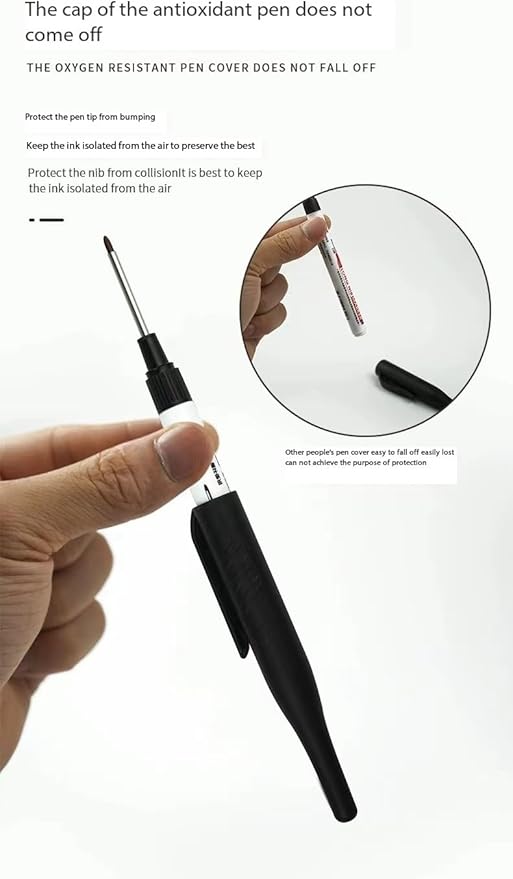 Long Head Deep Hole Marker Pens, 2024 Upgrade, Permanent, Quick-dry, Waterproof Long Nib, Colorful Carpenter Deep Reach Markers, 4 Color Set, Black/red/green/blue