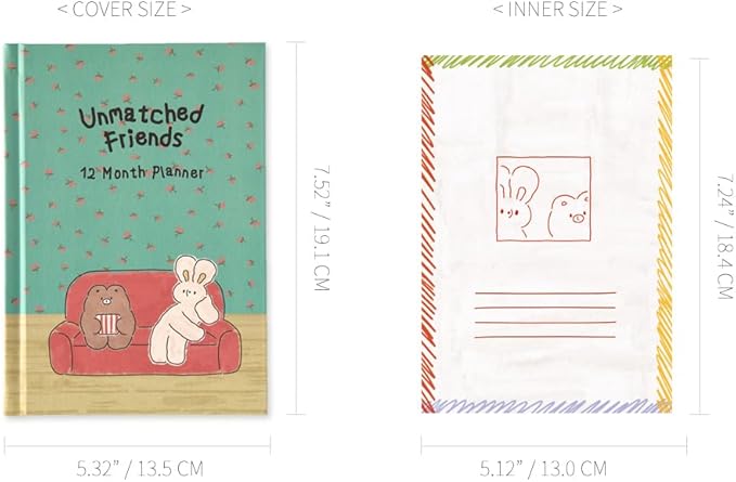 Monolike Hardcover Unmatched Friends Diary, 06. Mint - Academic Planner Weekly & Monthly Planner