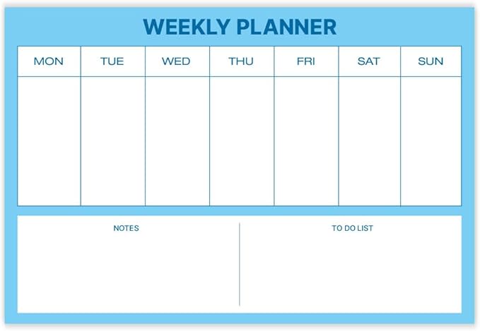 GEEKBEAR Dry Erase Refrigerator Calendar with 3 Markers - Attachable to Any Fridge with Special Suction Cups - Monthly and Weekly Designs, Acrylic - 15.7" x 10.6" (04. Modern Blue, Weekly)