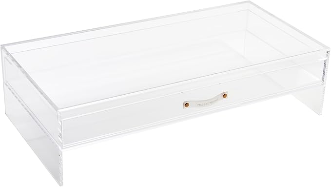 russell+hazel Acrylic Monitor Stand with Drawer, 20” x 10” x 5.25”, Desktop Organization, Clear, Hold up to 10 lbs., 98149