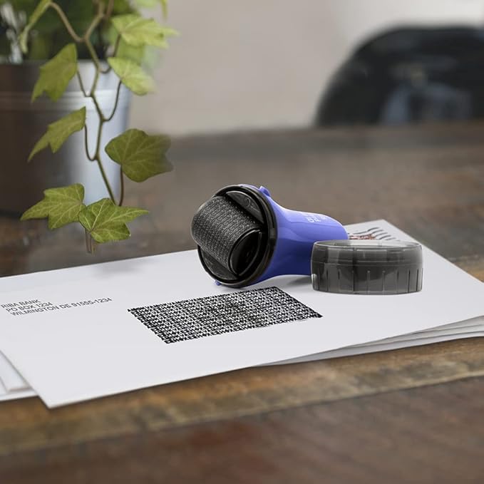 Guard Your ID Wide Advanced Roller 2.0 Identity Theft Prevention Security Stamp Blue