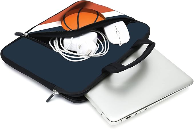 11.6" 12.2 inches Laptop Sleeve Chromebook Case Ultrabook Case Notebook Sleeve Tablet Case Neoprene Handle Sleeve for Men Women, Two Pockets Fit Apple MacBook Air Samsung Acer HP(Basketball)