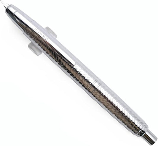JINHAO 10 Press Fountain Pen, Retractable Metal Pen with Ink Converter (EF Nib 0.38mm, Wavy Texture Bright Silver)