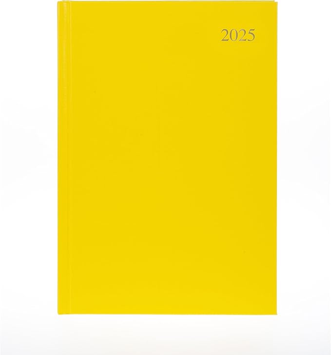 Collins Essential 2025 Business Diary - A4 Day to a Page Planner with Leathergrain Hardback Cover - Yellow - ESSA41.45-25