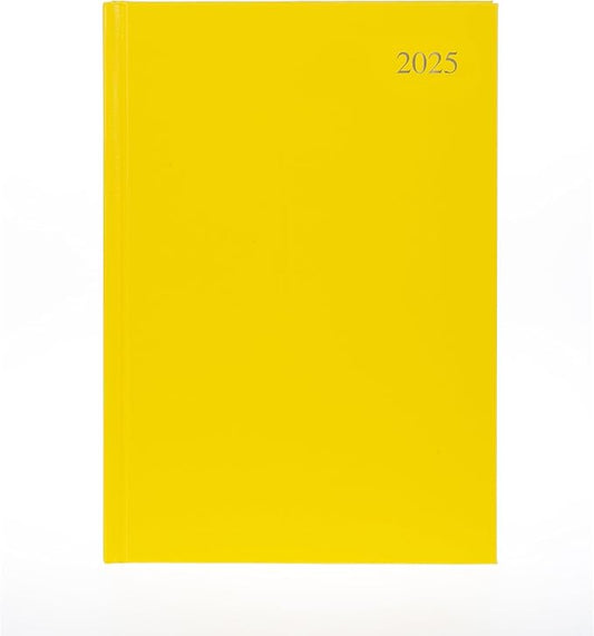 Collins Essential 2025 Business Diary - A4 Day to a Page Planner with Leathergrain Hardback Cover - Yellow - ESSA41.45-25
