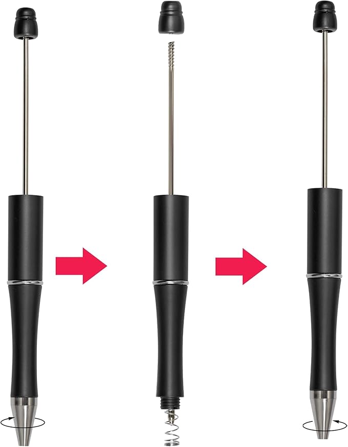 jiebor 20Pcs Beadable Pens Plastic Bead Ballpoint Pens Bulk with 50Pcs Black Ink Cute Cool Diy Pens for Journaling Women Teacher Graduation Christmas Gift Office School Supplies