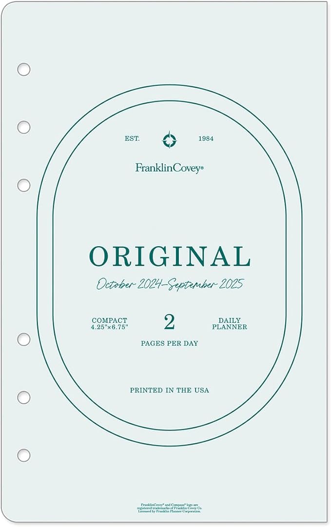 FranklinCovey - Original Two Page Per Day Ring-Bound Planner (Compact, Oct 2024 - Sep 2025)