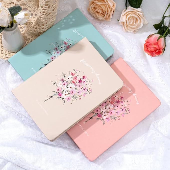 Lined Journal Notebook for Women 320 Pages Thick Floral Diary A5 Aesthetic Hardcover Journaling Notebooks for Writing with Gift Box, 5.7 x 8.3 In, Yellow