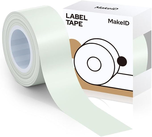 MakeID Label Maker Tape - Self-Adhesive Sticker Label Tape Refill Compatible with MakeID L1 Q1 Label Machine - Waterproof 6-Layer Laminated Film, Split-Back Design, 0.63"x13' (16mm x 4m)