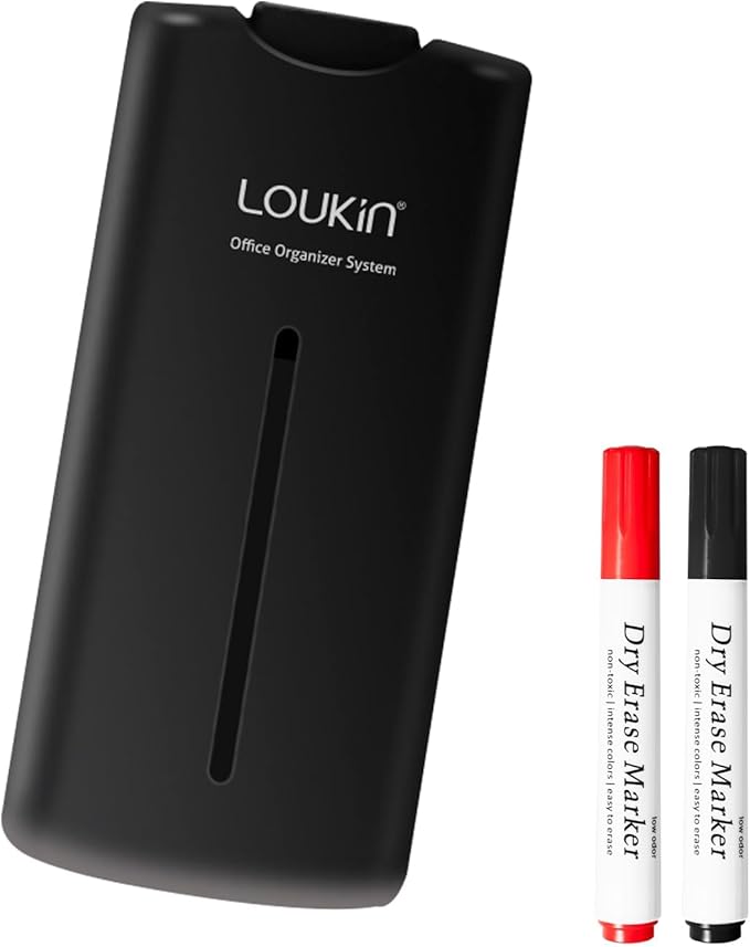 LOUKIN All-in-One Magnetic Dry Erase Eraser (2 Dry Erase Markers Included), Patent Whiteboard Eraser with Whiteboard Cleaner, Glass Board Eraser for Classroom, Home and Office