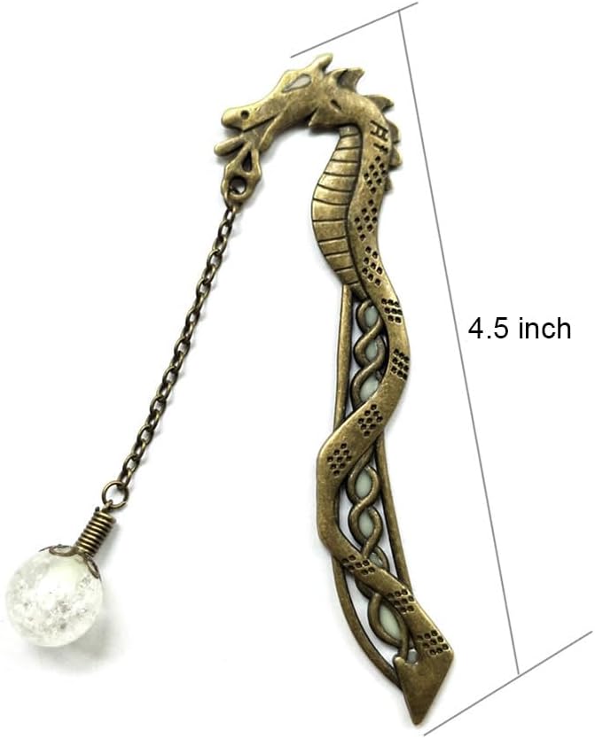 Vintage Luminous Metal Sea Horse Bookmark Gifts, Unique Glow in The Dark Bookmark Gift for Men, Women Students, Kids Teachers, Book Lovers, Bookworms (Sea Horse)