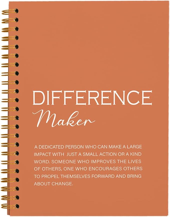 Difference Maker Gift, Difference Maker Definition Spiral Notebook Journal, Motivational Notebooks, Thank You Gifts for Women Men Teacher Coworkers, Hardcover Spiral Notebook 5.5x8.3(Orange)