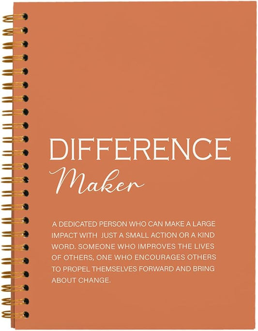 Difference Maker Gift, Difference Maker Definition Spiral Notebook Journal, Motivational Notebooks, Thank You Gifts for Women Men Teacher Coworkers, Hardcover Spiral Notebook 5.5x8.3(Orange)