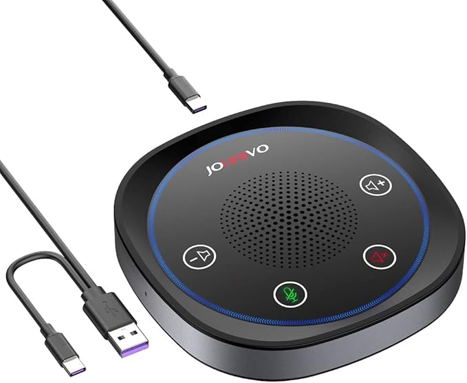 JOUNIVO USB Speakerphone, Omnidirectional Computer Speaker with Microphone,Plug and Plays Portable Speaker with Microphone for Holding Meetings Anywhere with Immersive Sound