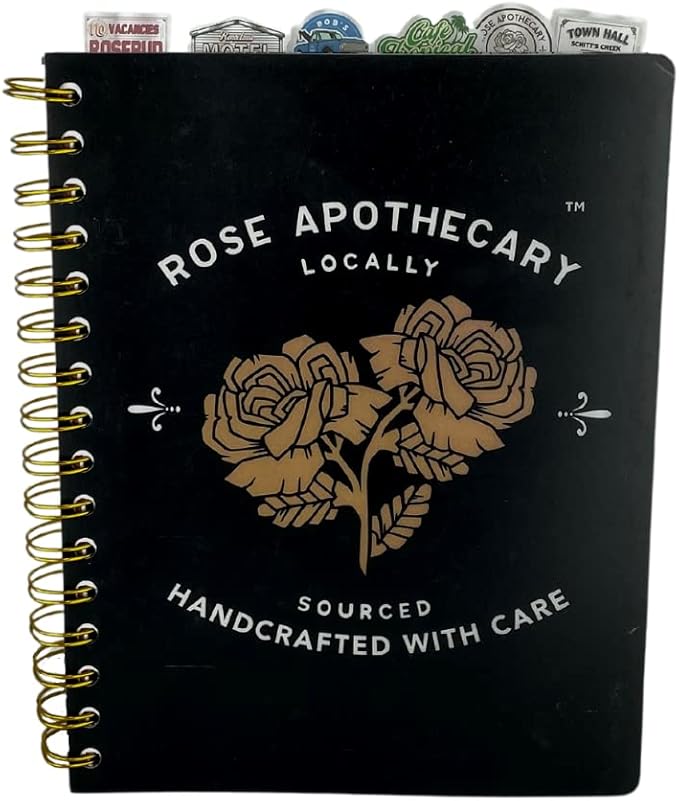 Innovative Designs Schitt’s Creek Tab Journal Notebook - Rose Apothecary, Spiral Bound, 144 Lined Pages, 8 x 7 inches