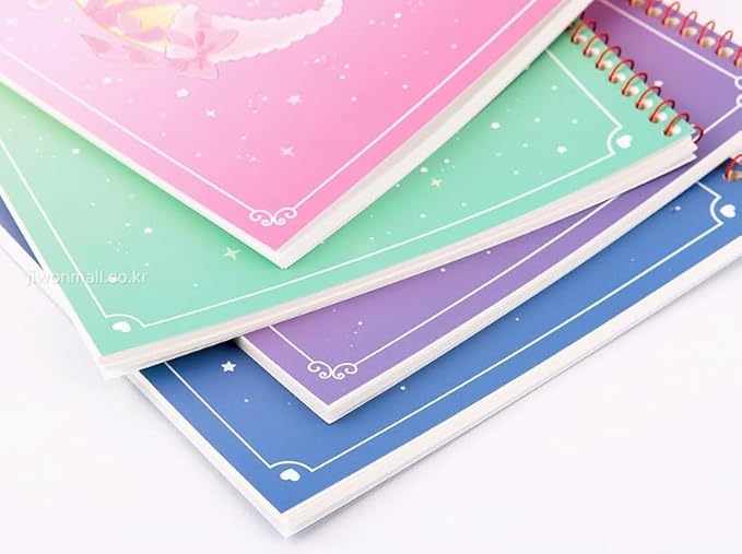 Cute Unruled Blank Spiral Notebook, About 60 Sheets, 7.3 x 10.3 Inches, About 60 Sheets (Green)