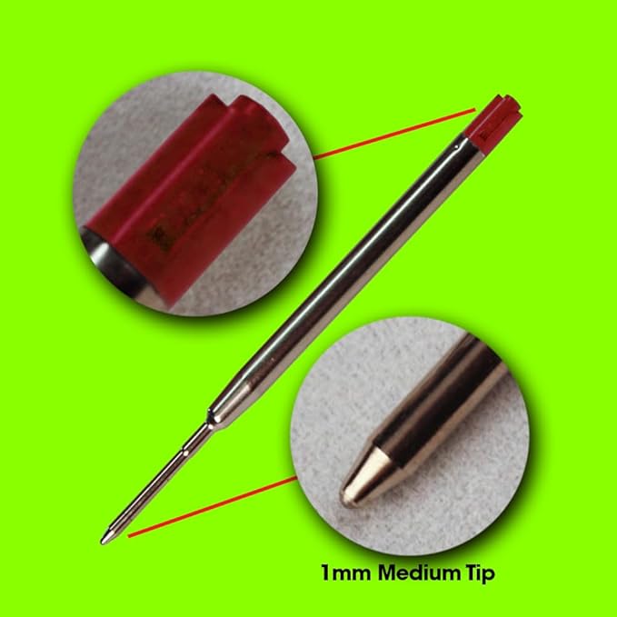 Jaymo Replacement for Parker 1950370 and Bastion - Measures 3.875 in / 98 mm Long - G2 Ballpoint Pen Refill - 12 Red