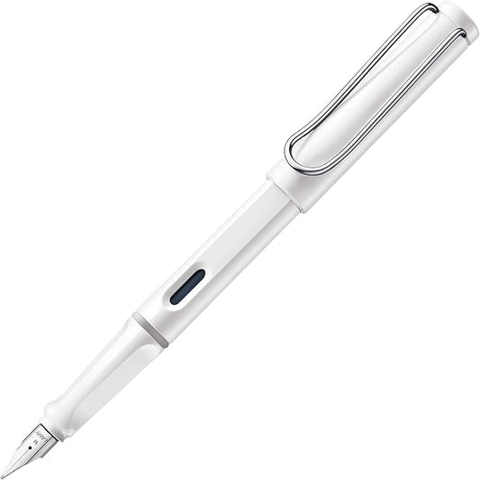 LAMY safari white - Fountain Pen with ergonomic grip & polished steel nib in size B - ideal for any Writing & Calligraphy - including LAMY T 10 blue cartridge - Right-Handed