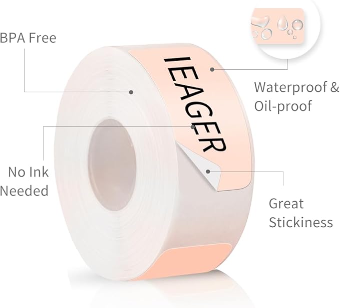 iEager Label Maker Tape, 15mm x 30mm, Pink Sticker Thermal Paper, Household Storage Labels, Self-Adhesive Label Tape, Set of 3