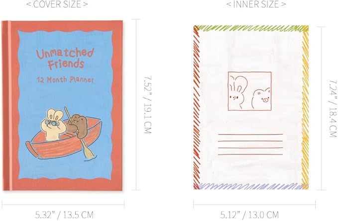 Monolike Hardcover Unmatched Friends Diary, 02. Red - Academic Planner Weekly & Monthly Planner