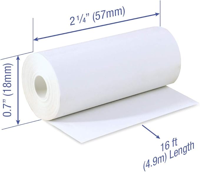 2 1/4 x 16 feet x 50 rolls CORELESS BPA Free Thermal Paper Rolls for Poynt and Pidion Thermal Receipt Printers. 18mm diameter