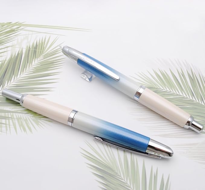 JINHAO 10 Press Fountain Pen, Retractable Metal Pen with Ink Converter (EF Nib 0.38mm, Gradient Blue)