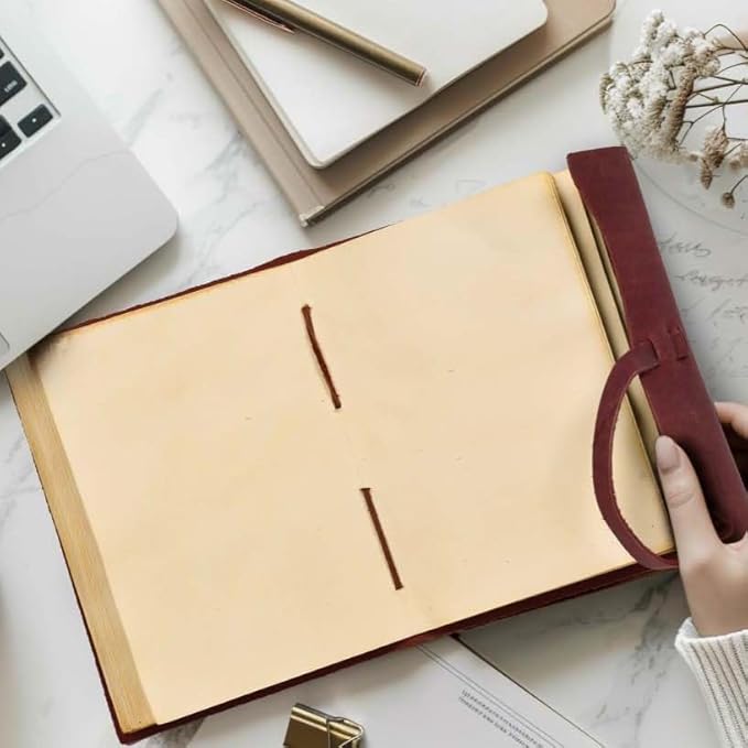 LEATHER VILLAGE Leather Bound Journal - Fuchsia, 8"X6", 220 Pages - Vintage Blank Paper Diary for Writing, Drawing, Sketchbook, and Travel Notebook - Ideal for Women and Men