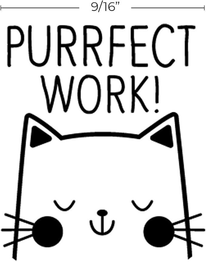 Perfect Work Kitty Cat Themed Stamp / 2000 Plus Self Inking Teacher Animal Stamper / 9/16" Small Black Imprint Cat Pun Planner Worksheet Homework Classroom Stamp