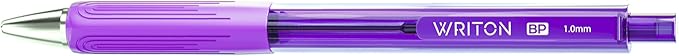 Writon Retractable Ballpoint Pens, Triangle Grip and Barrel, 1.0mm Medium Point, Purple Ink, 12 Pack