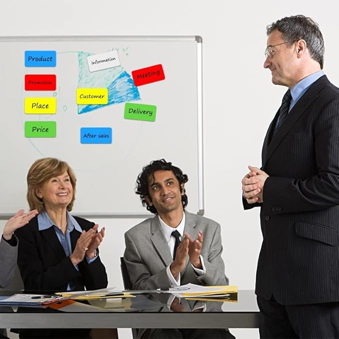 Dry Erase Magnetic Labels, 4x2 Inch, 40 Pieces in 5 Colors, Reusable, for Whiteboards, Locker, School, Classroom, Office, Home