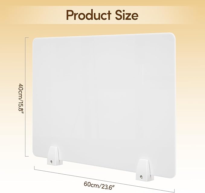 4PCS Desk Dividers Office Partitions, Privacy Desk Panel Protective, Acrylic Plexiglass Shield with Clamps for Offices Schools Call Centers - 23.6”L X15.8”W（White）