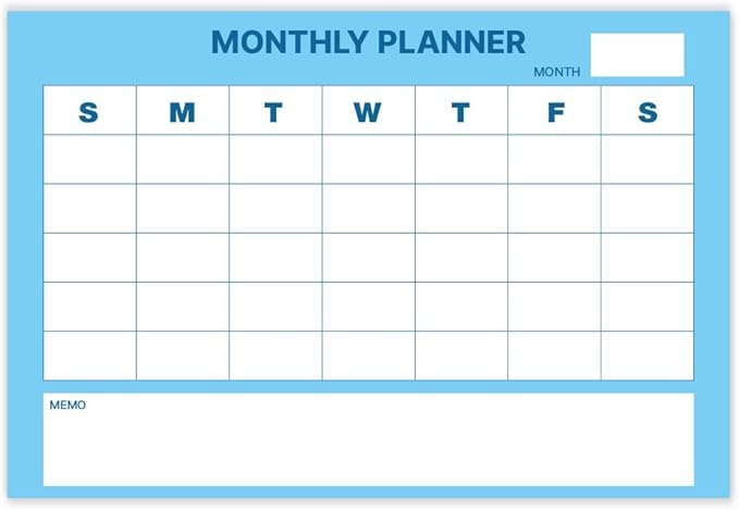 GEEKBEAR Dry Erase Refrigerator Calendar with 3 Markers - Attachable to Any Fridge with Special Suction Cups - Monthly and Weekly Designs, Acrylic - 15.7" x 10.6" (04. Modern Blue, Monthly)
