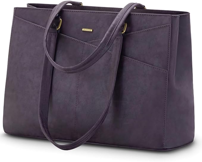 LOVEVOOK Laptop Bag for Women 15.6 Inch Tote Bags Waterproof Leather Briefcase Computer Women Business Office Work Bag, Vintage Purple