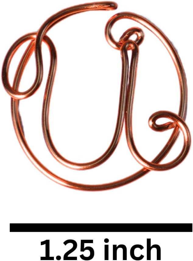 Personalized Initial Copper Bookmark, Set of 5, Handmade Copper Gift for Her, Him, Couple on Birthday, Wedding Anniversary, Alphabet Bookmark (U)