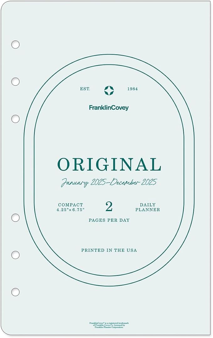 FranklinCovey - Original Two Page Per Day Ring-Bound Planner (Compact, Jan 2025 - Dec 2025)
