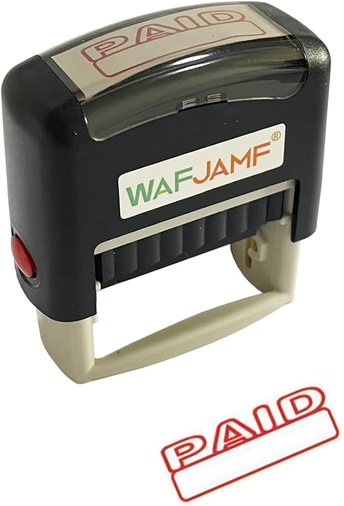 WAFJAMF Paid Office Stamp Self Inking Rubber Stamp Office Stamp Message Stamp Red Ink-Medium