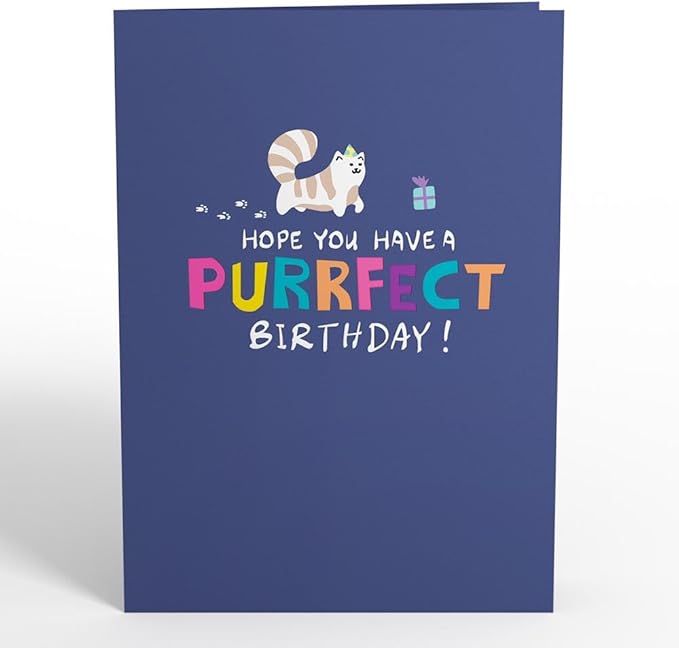 Lovepop Birthday Pop-Up Card for Her, Him, Men, Women - 3D Animal Greeting Cards - Purrfect Birthday - 5" x 7" - Blank Notecard & Envelope Included