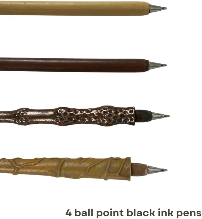 Harry Potter Wizarding World Wand Pens Set of 4 - Voldemort, Hermione, Dumbledore Wands