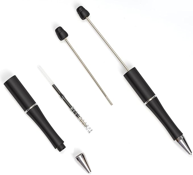 jiebor 30Pcs Black Beadable Pens Plastic Bead Pen Black Ink Ballpoint Pens Cute Diy Pens Cool Pens for Teacher Bridal Graduation Gift Office School Supplies