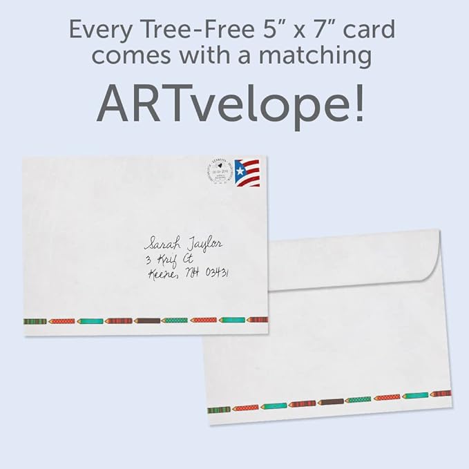 Tree-Free Greetings Teacher Appreciation Cards - Artful Designs - 1 Card + Matching Envelopes - Made in USA - 100% Recycled Paper - 5"x7" - Lighthearted, For Teacher, Teacher Thanks (GO64450)