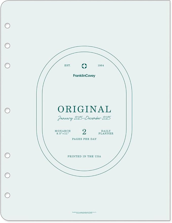 FranklinCovey - Original Two Page Per Day Ring-Bound Planner (Monarch, Jan 2025 - Dec 2025)