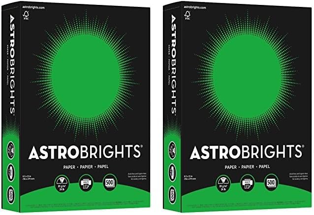 Neenah Astrobrights Color Paper, 8.5” x 11”, 24 lb/89 GSM, Gamma Green, 500 Sheets (21548) (Pack of 2)