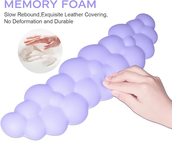 JIKIOU Upgrade Leather Cloud Keyboard Wrist Rest, Cloud Wrist Rest with Non-Slip PU Base, Comfortable Memory Foam Wrist Rest for Computer Laptop Mac Gaming Office and Pain Relief Christmas Wish Gift