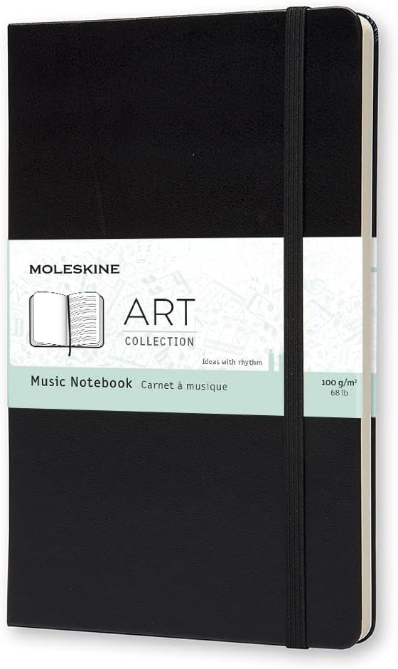 Moleskine Art Music Notebook, Hard Cover, Large (5" x 8.25") Pentagram, Black, 192 Pages