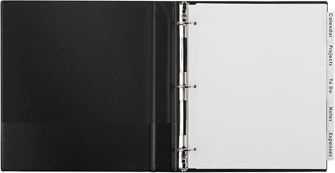 Avery Extra-Wide Big Tab Insertable Dividers for 3 Ring Binders, 5 Tab Set, White Paper, Clear Tabs, Works with Sheet Protectors, 1 Set (11221)